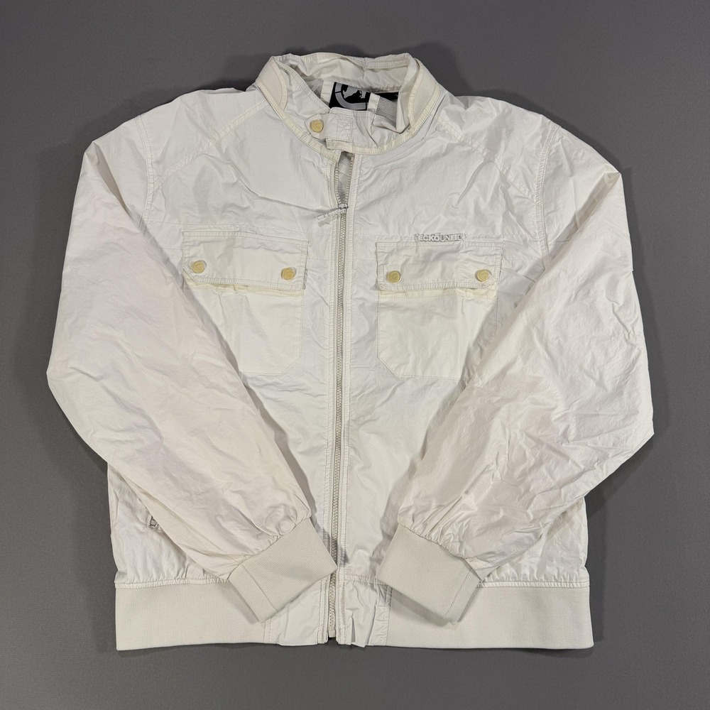 Ecko Unltd Jacket Mens 2XL White Lightweight Full Zip Bomber Pockets Casual